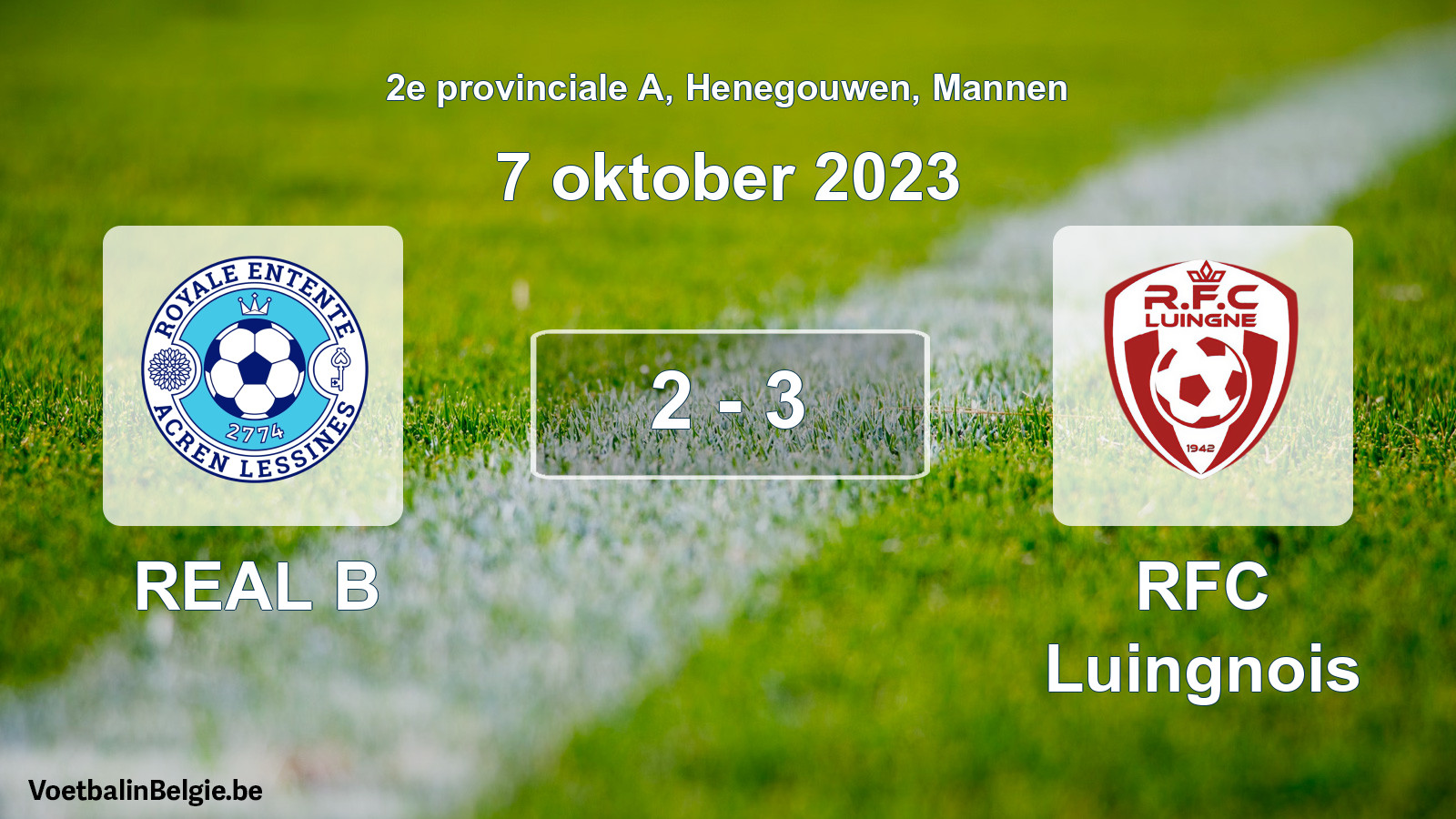 Gespeelde wedstrijd mannenvoetbal: REAL B - RFC Luingnois 2 - 3 (7 oktober 2023)