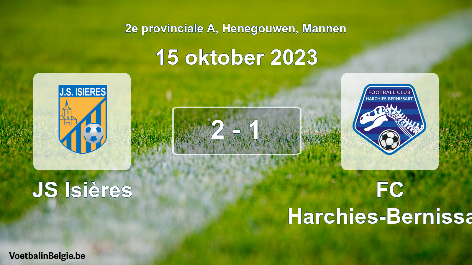 Gespeelde wedstrijd mannenvoetbal: JS Isières - FC Harchies-Bernissart 2 - 1 (15 oktober 2023)