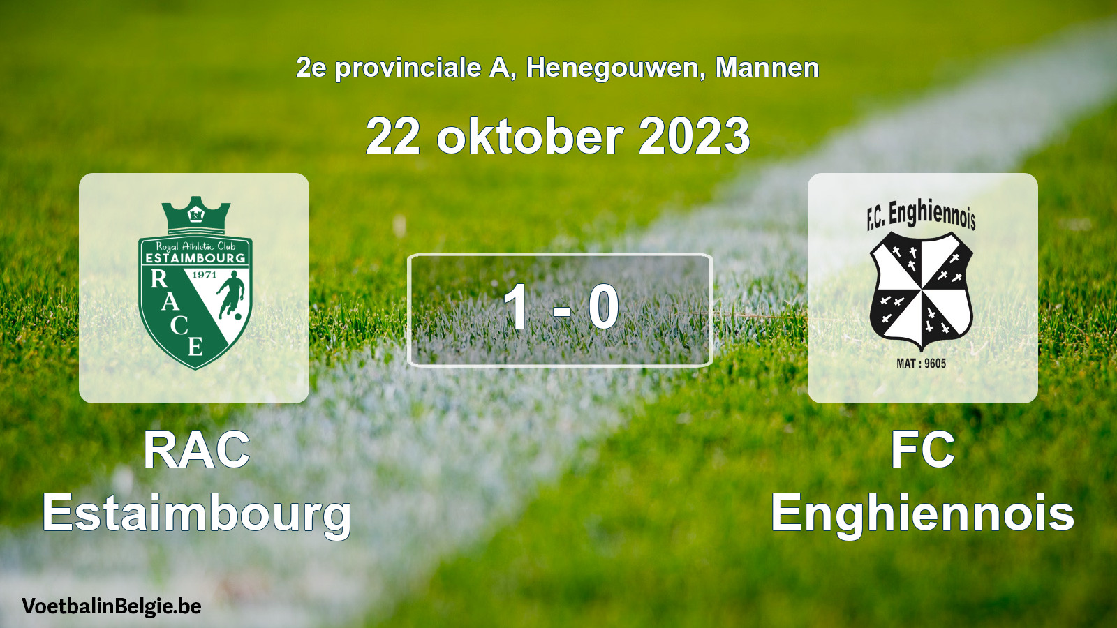 Gespeelde wedstrijd mannenvoetbal: RAC Estaimbourg - FC Enghiennois 1 - 0 (22 oktober 2023)