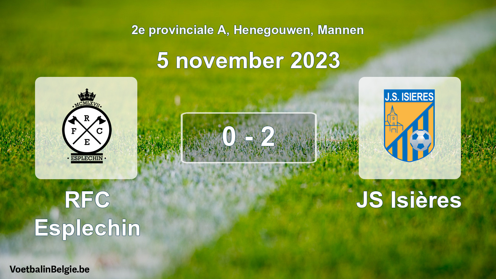 Gespeelde wedstrijd mannenvoetbal: RFC Esplechin - JS Isières 0 - 2 (5 november 2023)