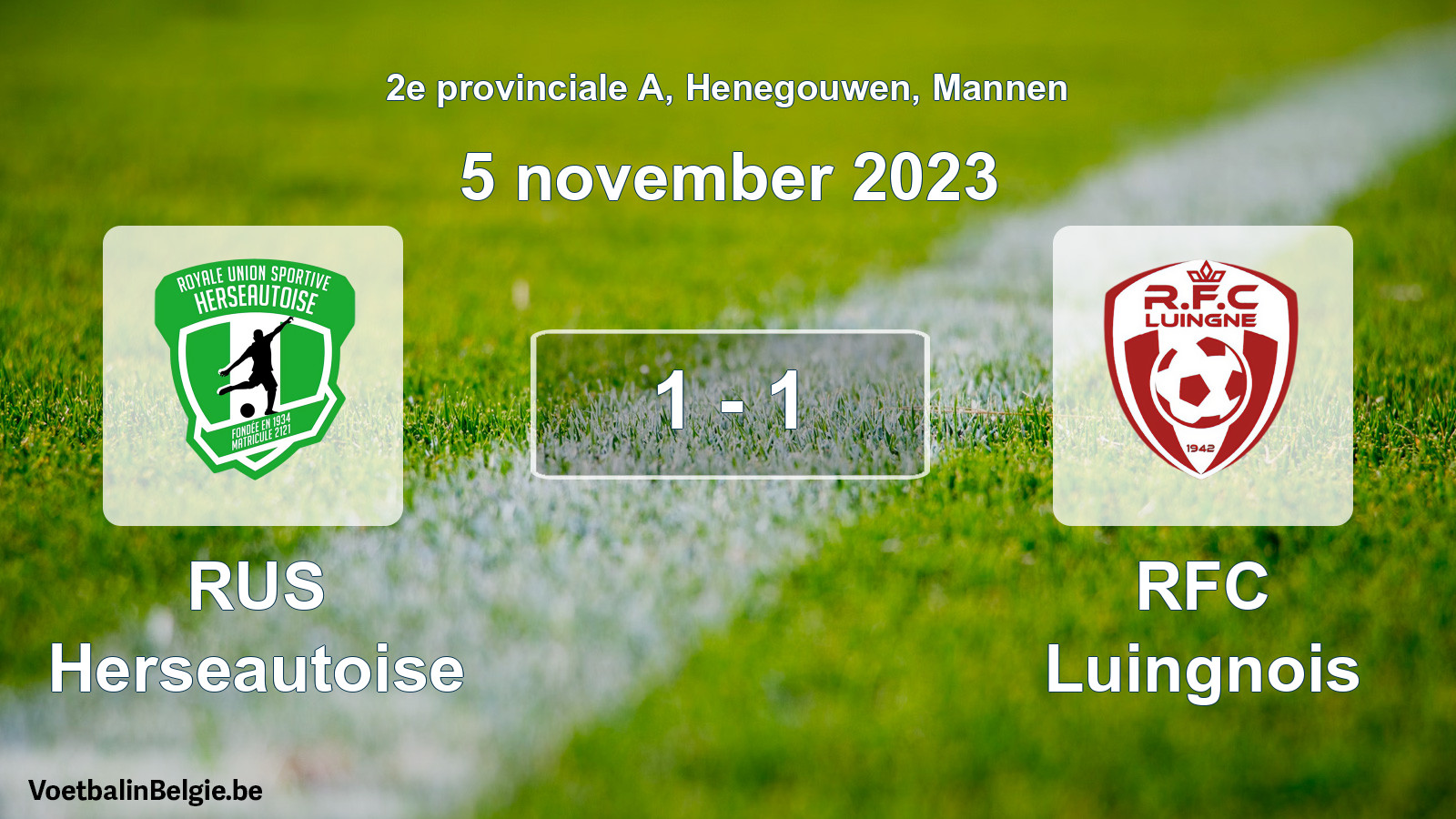 Gespeelde wedstrijd mannenvoetbal: RUS Herseautoise - RFC Luingnois 1 - 1 (5 november 2023)
