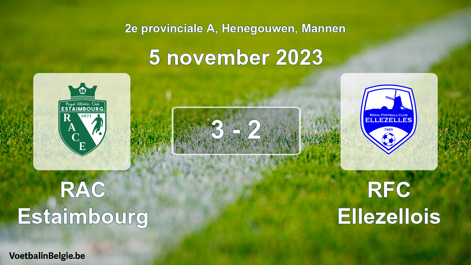 Played match men football: RAC Estaimbourg - RFC Ellezellois 3 - 2 (5 November 2023)