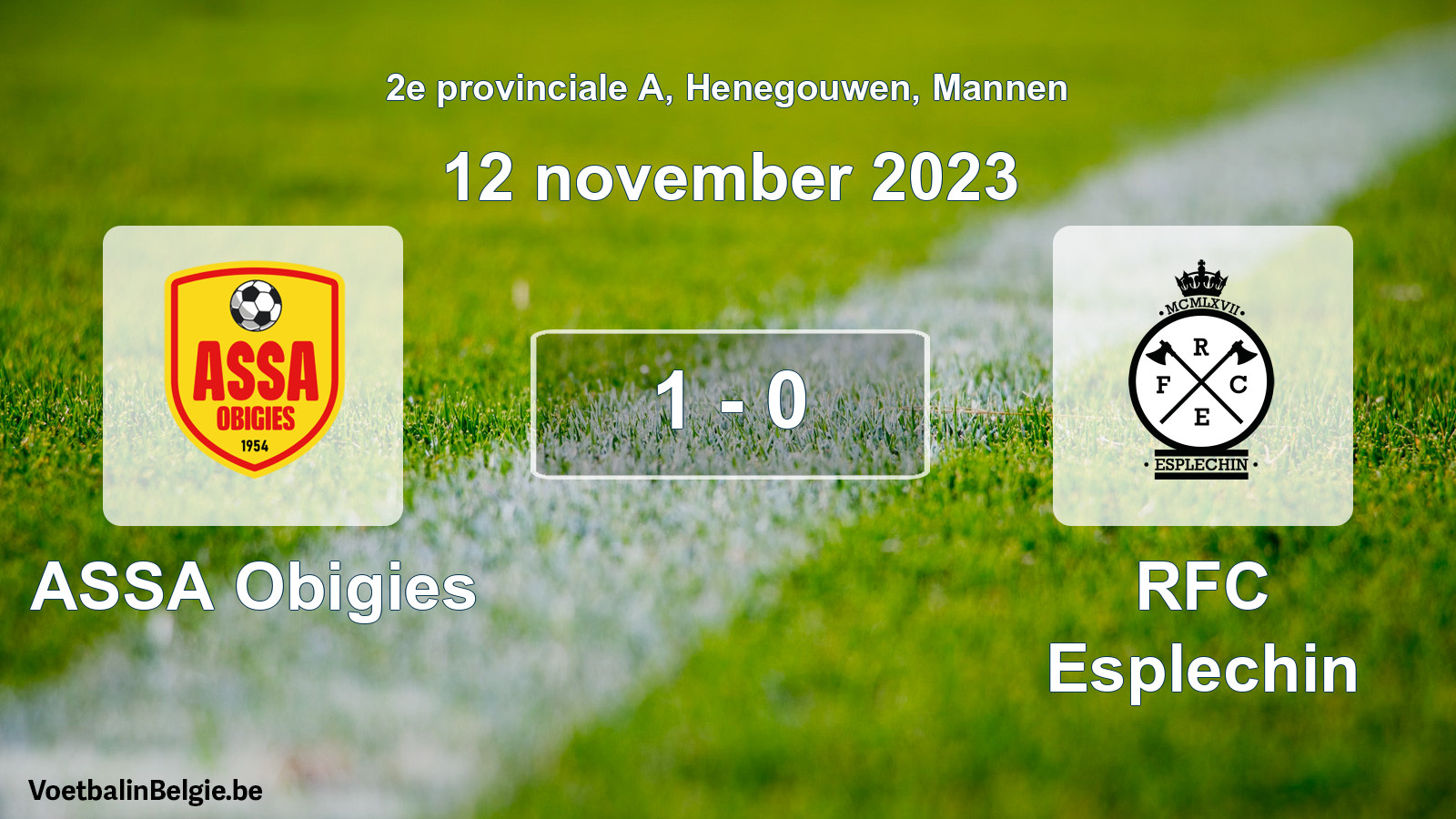 Played match men football: ASSA Obigies - RFC Esplechin 1 - 0 (12 November 2023)