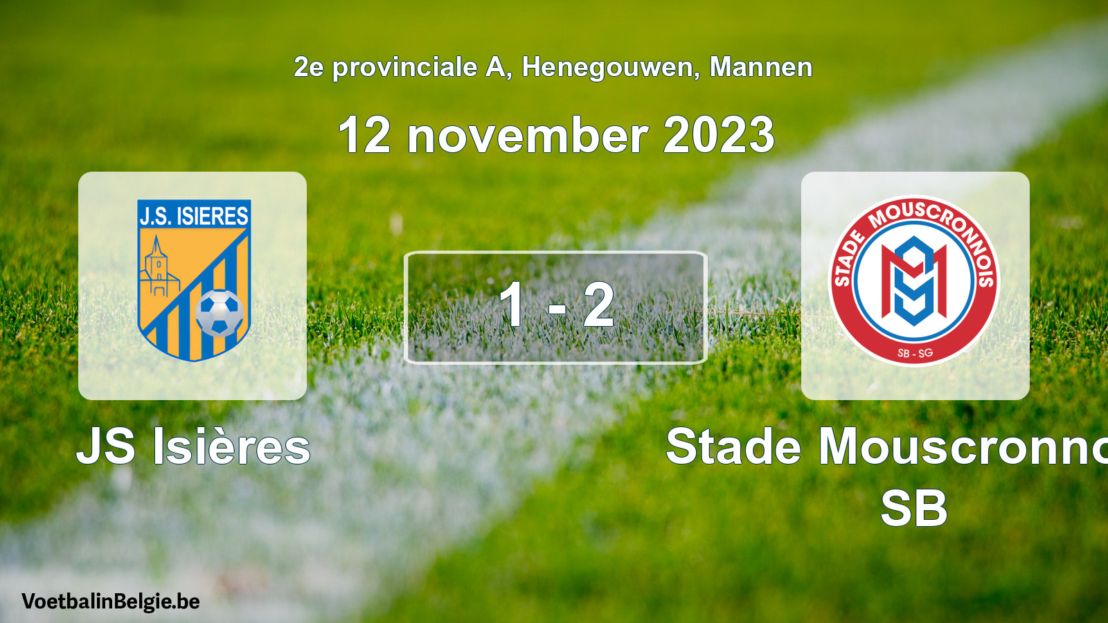 Gespeelde wedstrijd mannenvoetbal: JS Isières - Stade Mouscronnois SB 1 - 2 (12 november 2023)