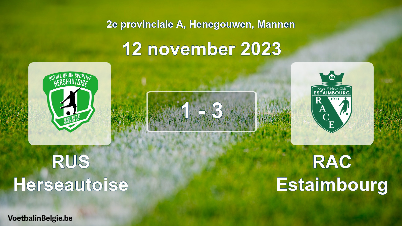 Gespeelde wedstrijd mannenvoetbal: RUS Herseautoise - RAC Estaimbourg 1 - 3 (12 november 2023)