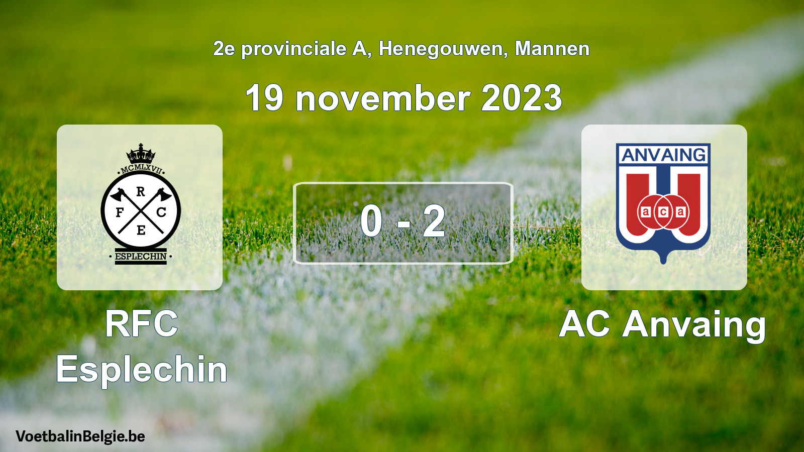 Gespeelde wedstrijd mannenvoetbal: RFC Esplechin - AC Anvaing 0 - 2 (19 november 2023)
