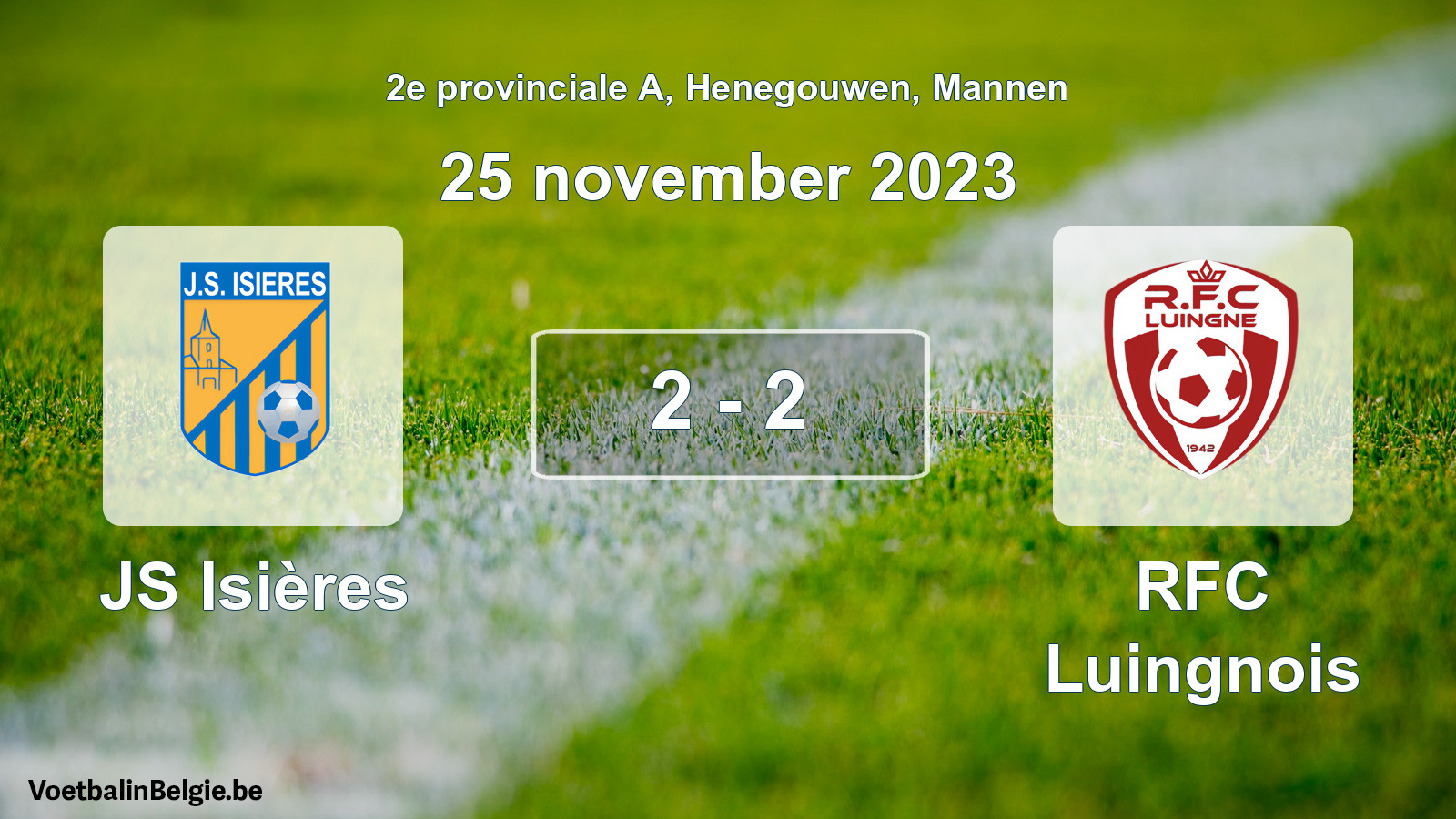 Gespeelde wedstrijd mannenvoetbal: JS Isières - RFC Luingnois 2 - 2 (25 november 2023)