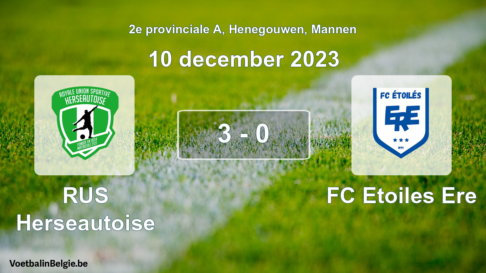 Gespeelde wedstrijd mannenvoetbal: RUS Herseautoise - FC Etoiles Ere 3 - 0 (10 december 2023)