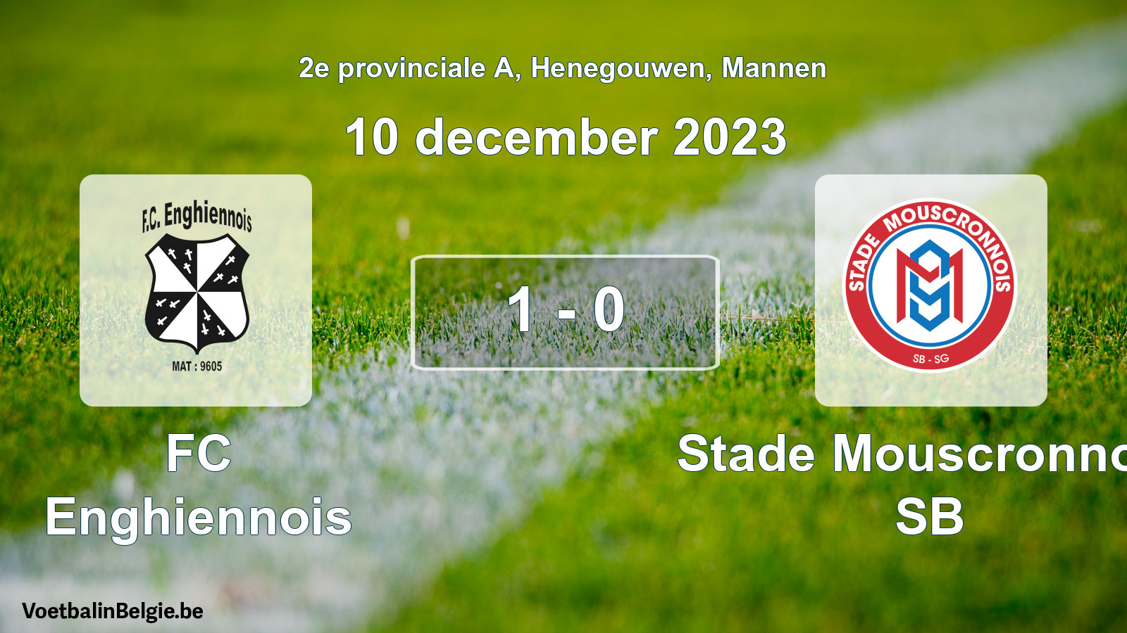 Gespeelde wedstrijd mannenvoetbal: FC Enghiennois - Stade Mouscronnois SB 1 - 0 (10 december 2023)