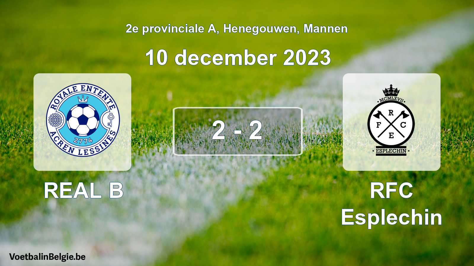 Gespeelde wedstrijd mannenvoetbal: REAL B - RFC Esplechin 2 - 2 (10 december 2023)