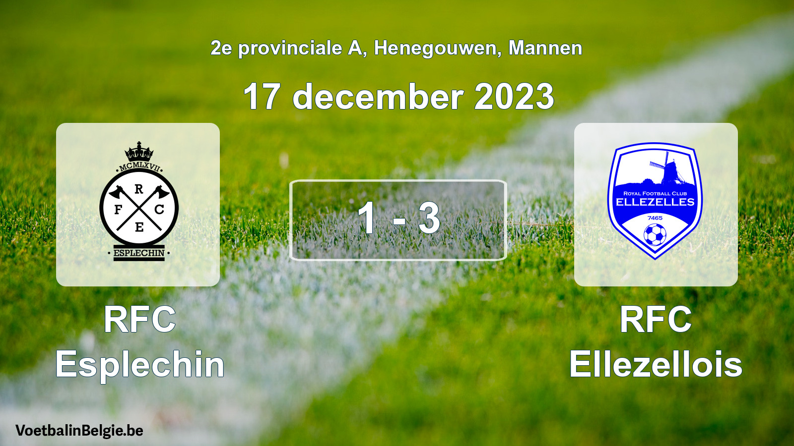 Gespeelde wedstrijd mannenvoetbal: RFC Esplechin - RFC Ellezellois 1 - 3 (17 december 2023)