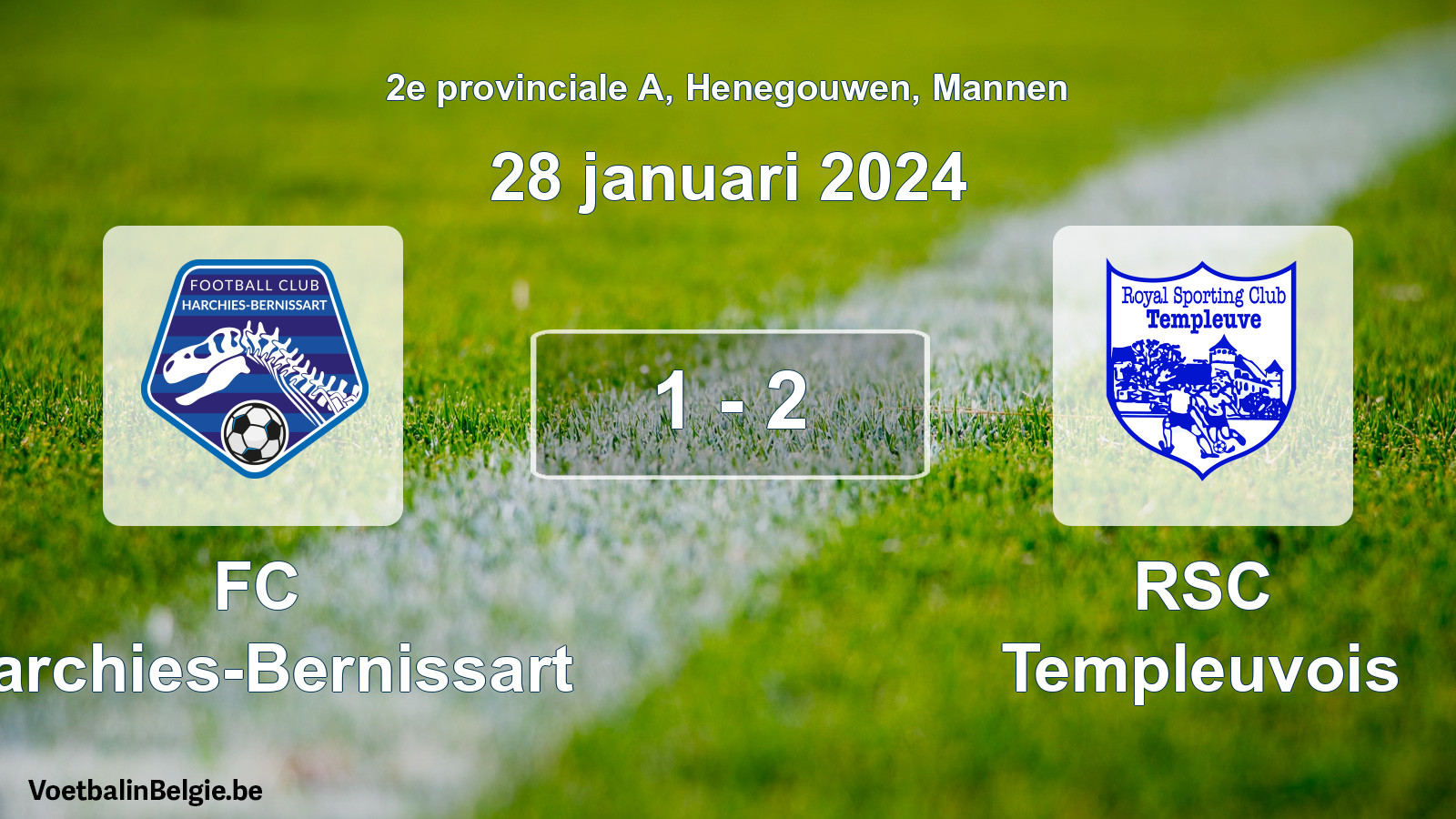 Gespeelde wedstrijd mannenvoetbal: FC Harchies-Bernissart - RSC Templeuvois 1 - 2 (28 januari 2024)