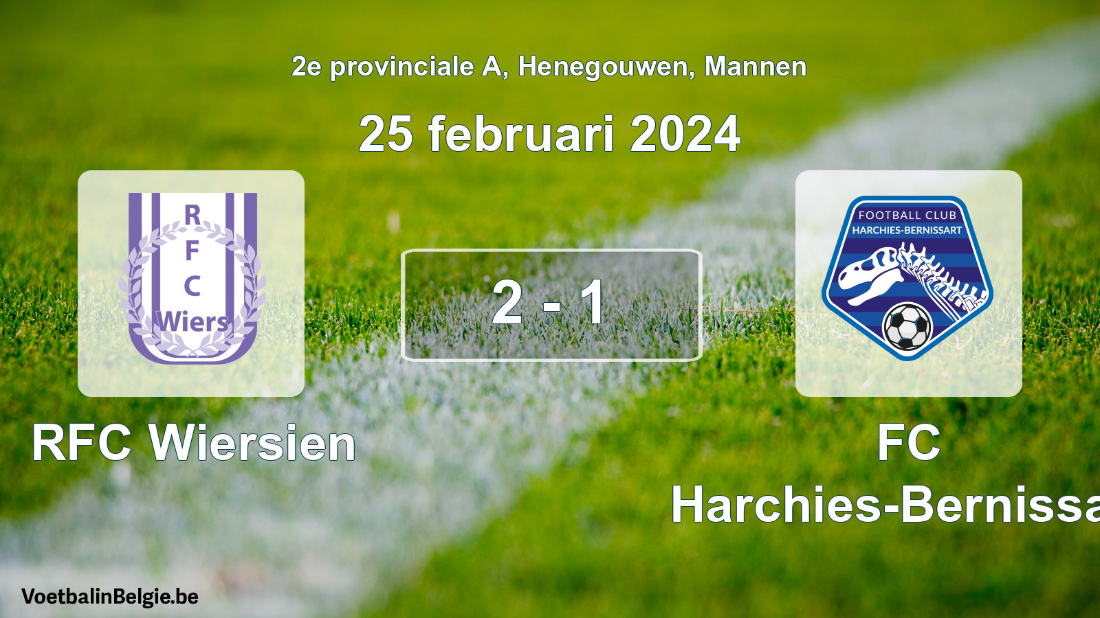 Gespeelde wedstrijd mannenvoetbal: RFC Wiersien - FC Harchies-Bernissart 2 - 1 (25 februari 2024)