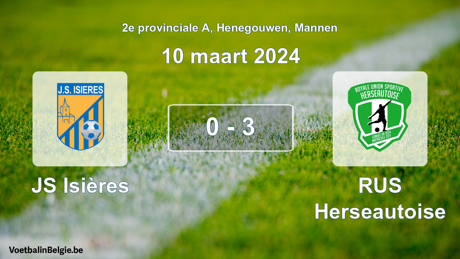 Gespeelde wedstrijd mannenvoetbal: JS Isières - RUS Herseautoise 0 - 3 (10 maart 2024)