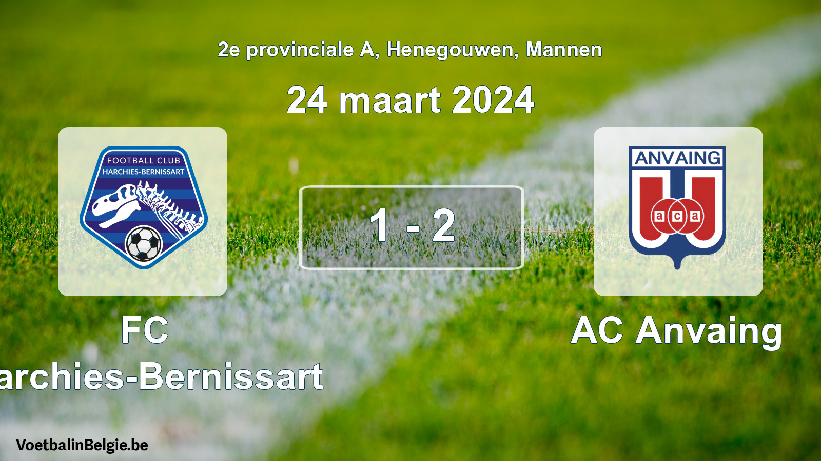 Gespeelde wedstrijd mannenvoetbal: FC Harchies-Bernissart - AC Anvaing 1 - 2 (24 maart 2024)