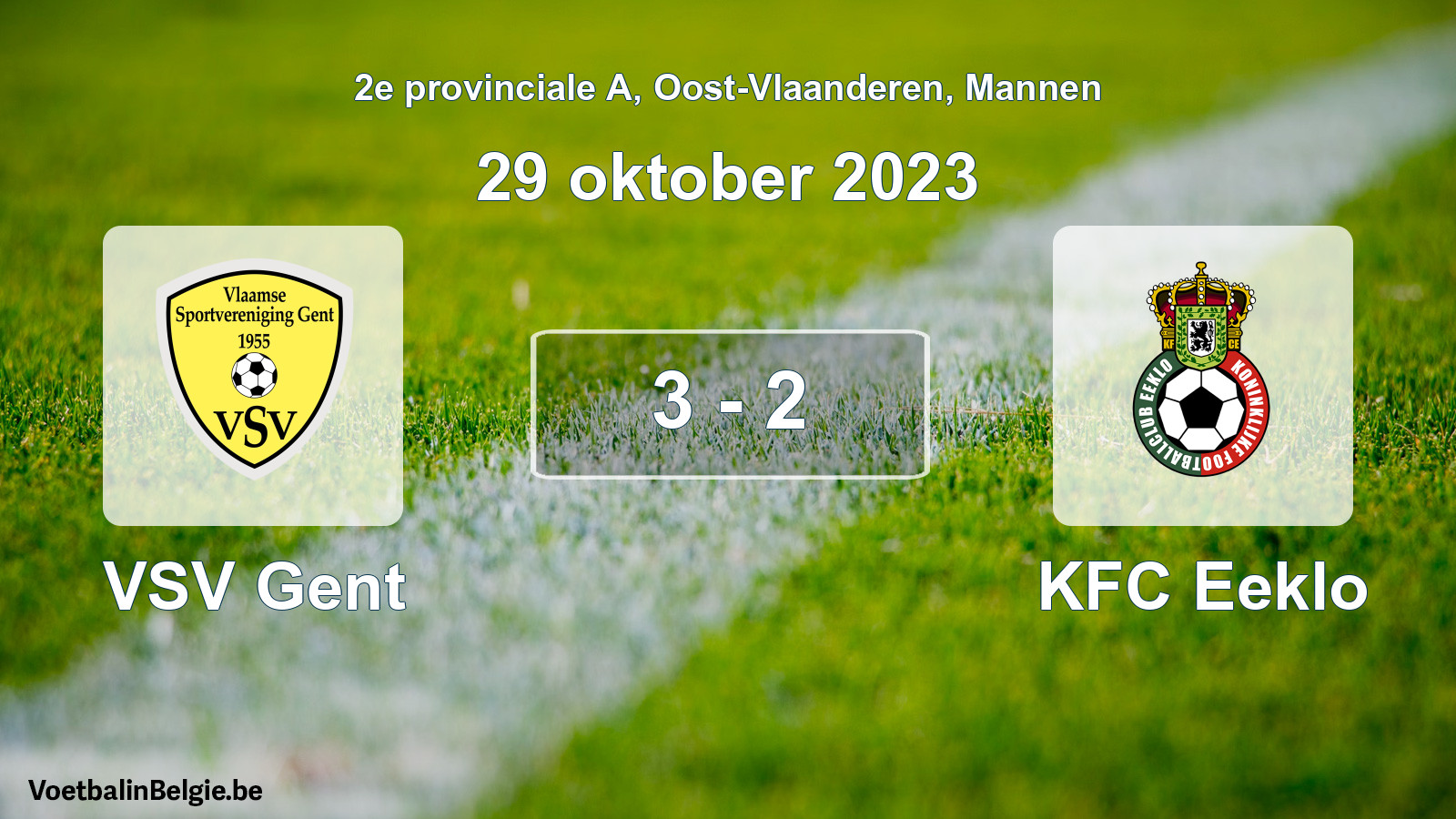 Gespeelde wedstrijd mannenvoetbal: VSV Gent - KFC Eeklo 3 - 2 (29 oktober 2023)