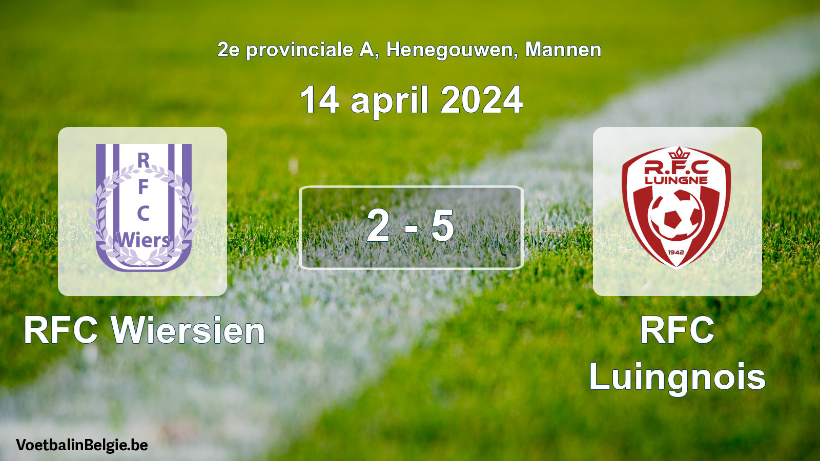 Gespeelde wedstrijd mannenvoetbal: RFC Wiersien - RFC Luingnois 2 - 5 (14 april 2024)