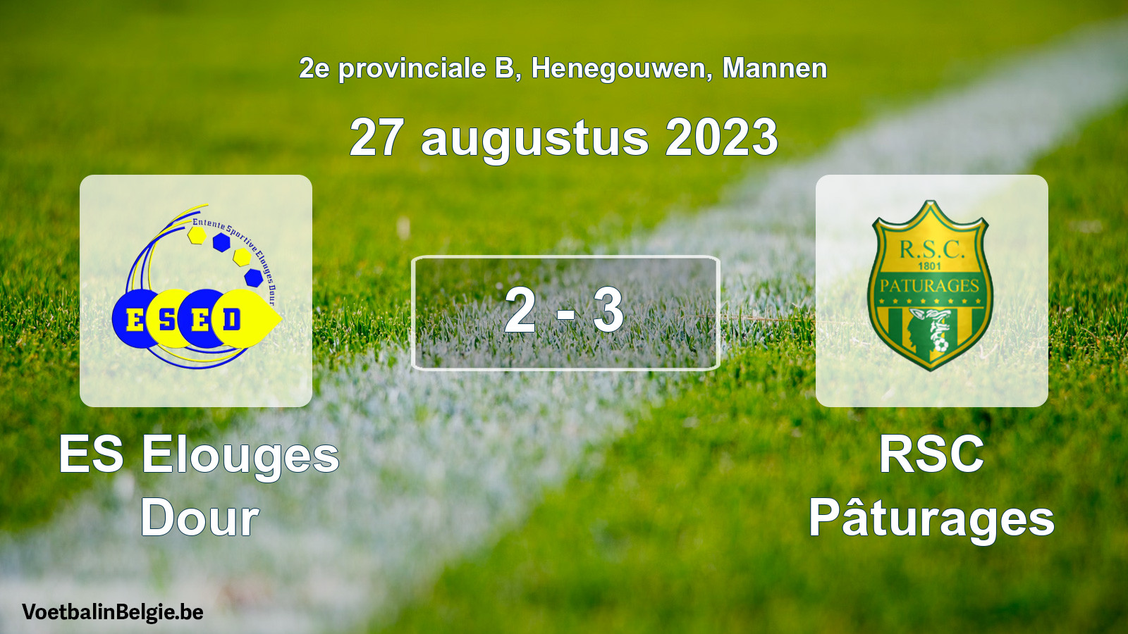 Gespeelde wedstrijd mannenvoetbal: ES Elouges Dour - RSC Pâturages 2 - 3 (27 augustus 2023)