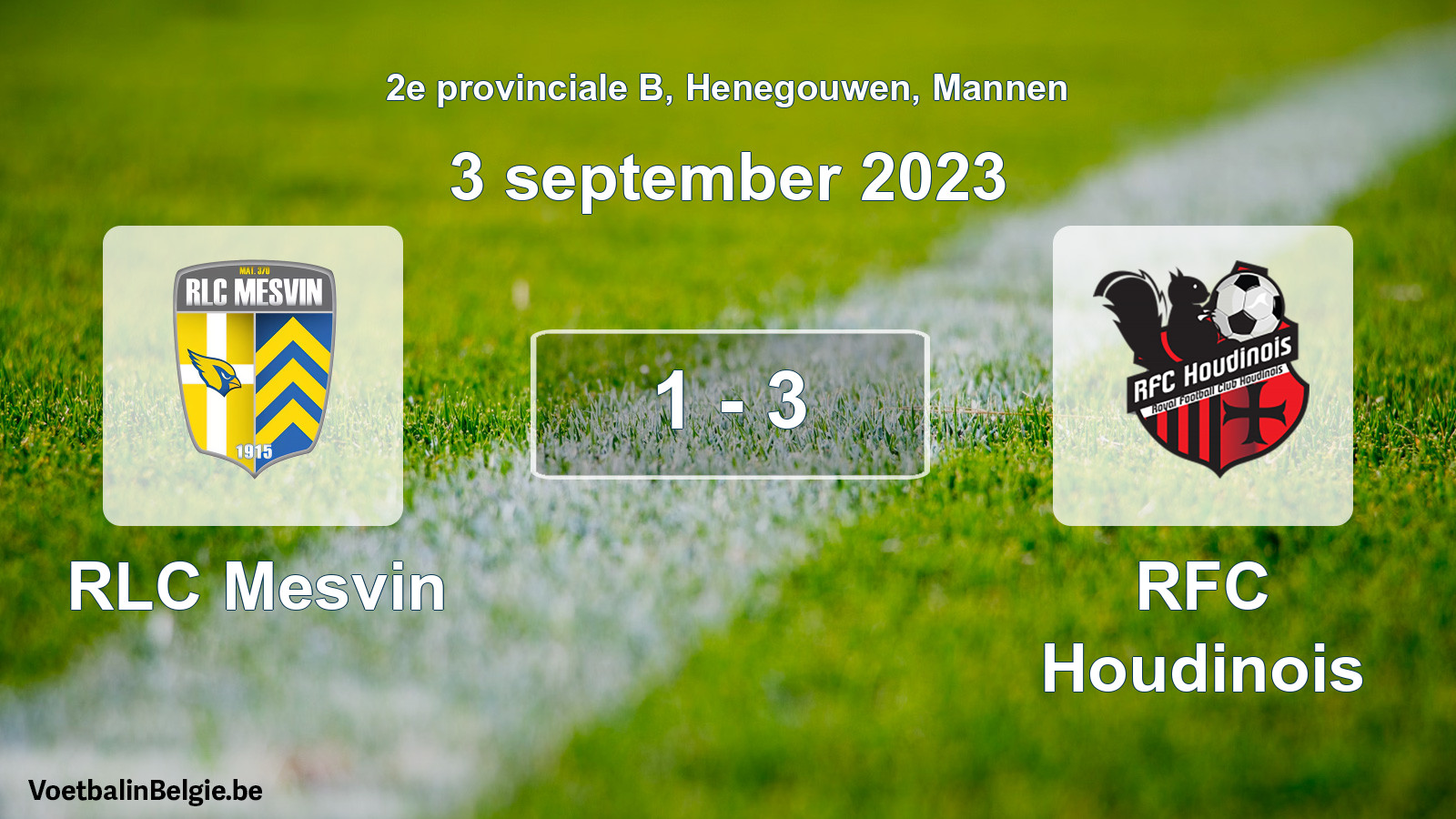 Gespeelde wedstrijd mannenvoetbal: RLC Mesvin - RFC Houdinois 1 - 3 (3 september 2023)