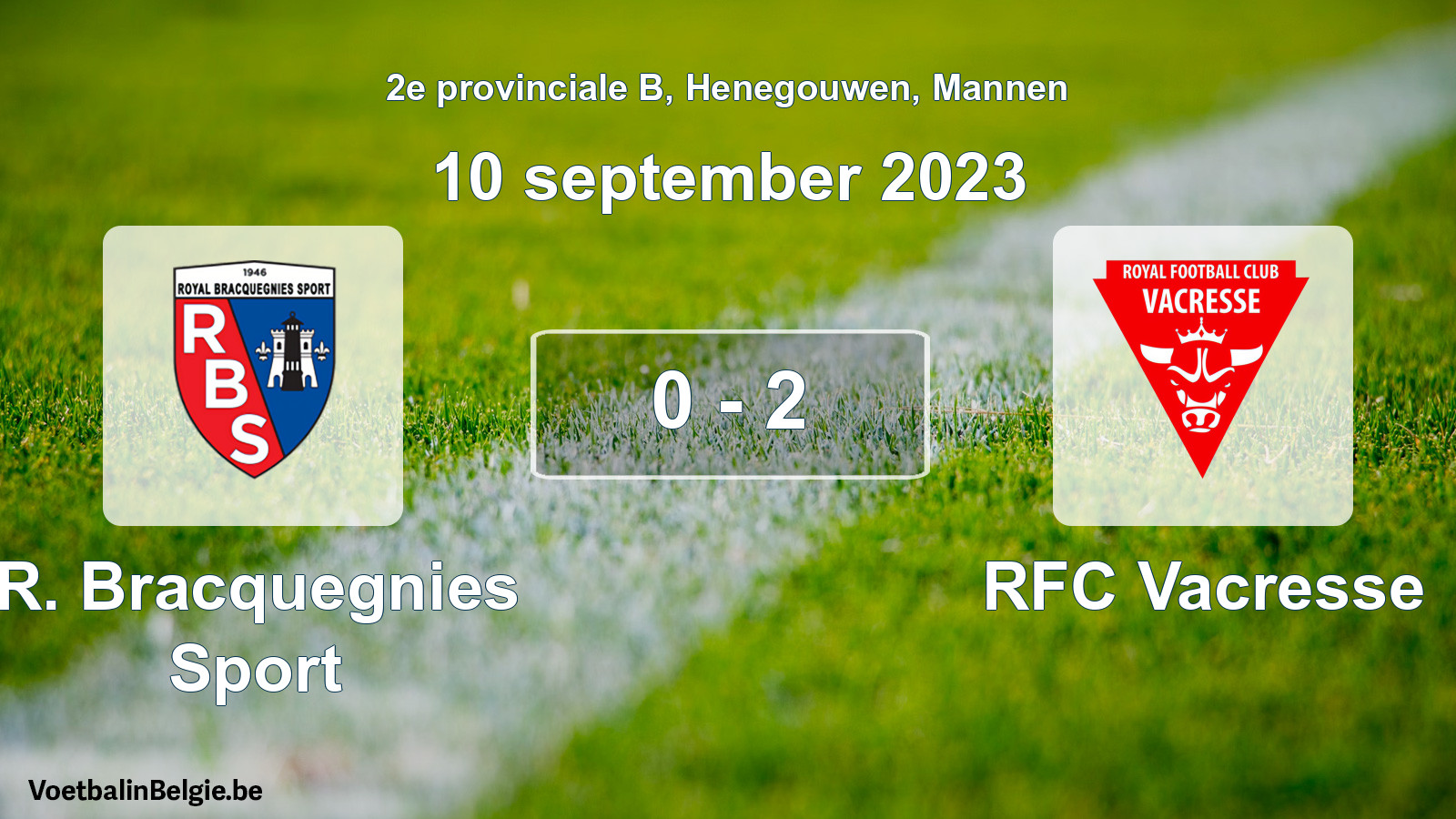 Gespeelde wedstrijd mannenvoetbal: R. Bracquegnies Sport - RFC Vacresse 0 - 2 (10 september 2023)