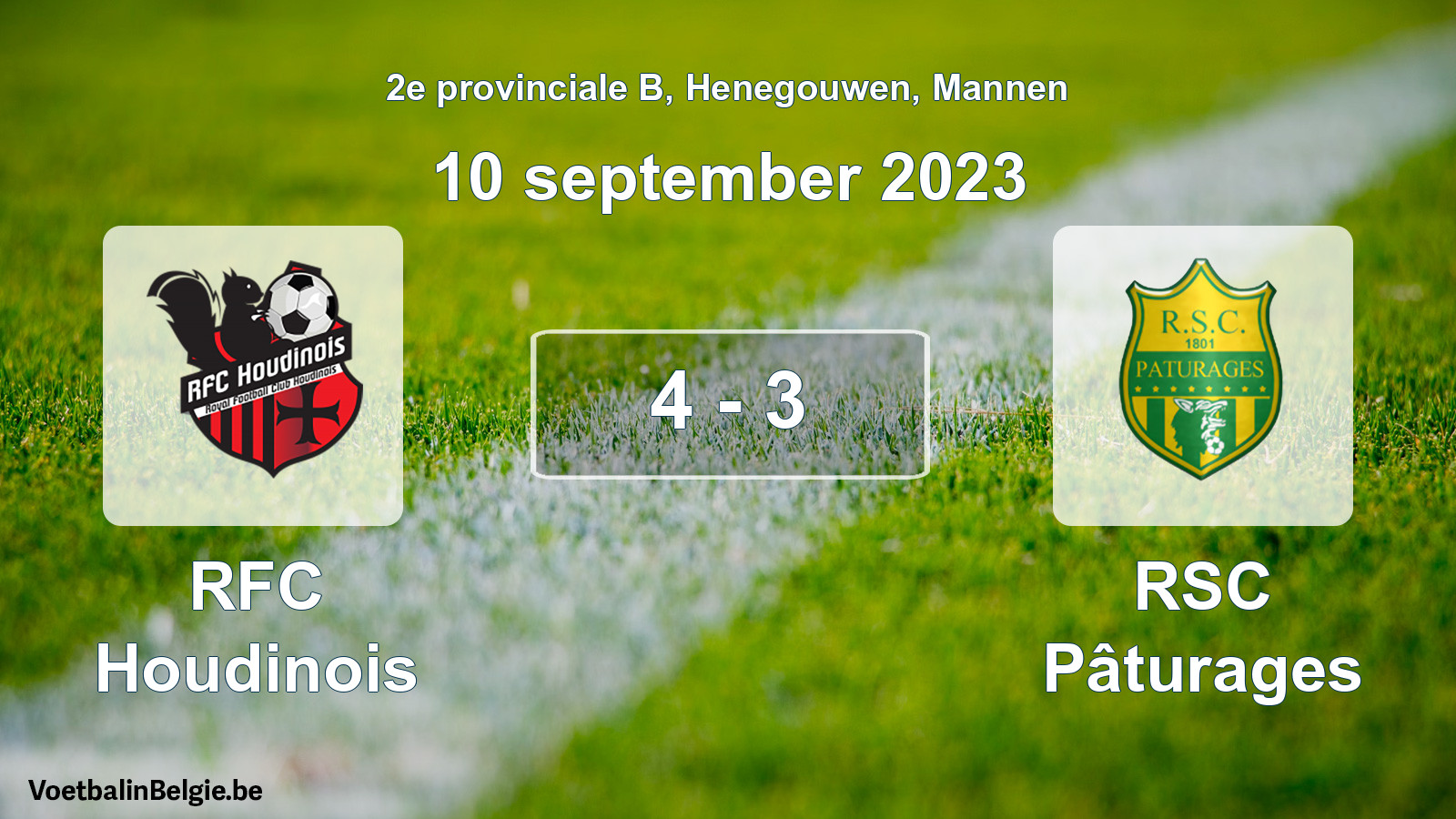 Gespeelde wedstrijd mannenvoetbal: RFC Houdinois - RSC Pâturages 4 - 3 (10 september 2023)