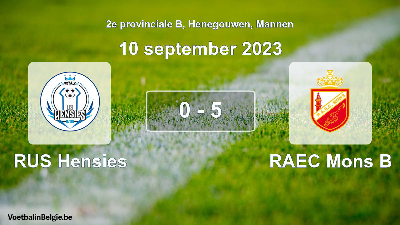 Gespeelde wedstrijd mannenvoetbal: RUS Hensies - RAEC Mons B 0 - 5 (10 september 2023)