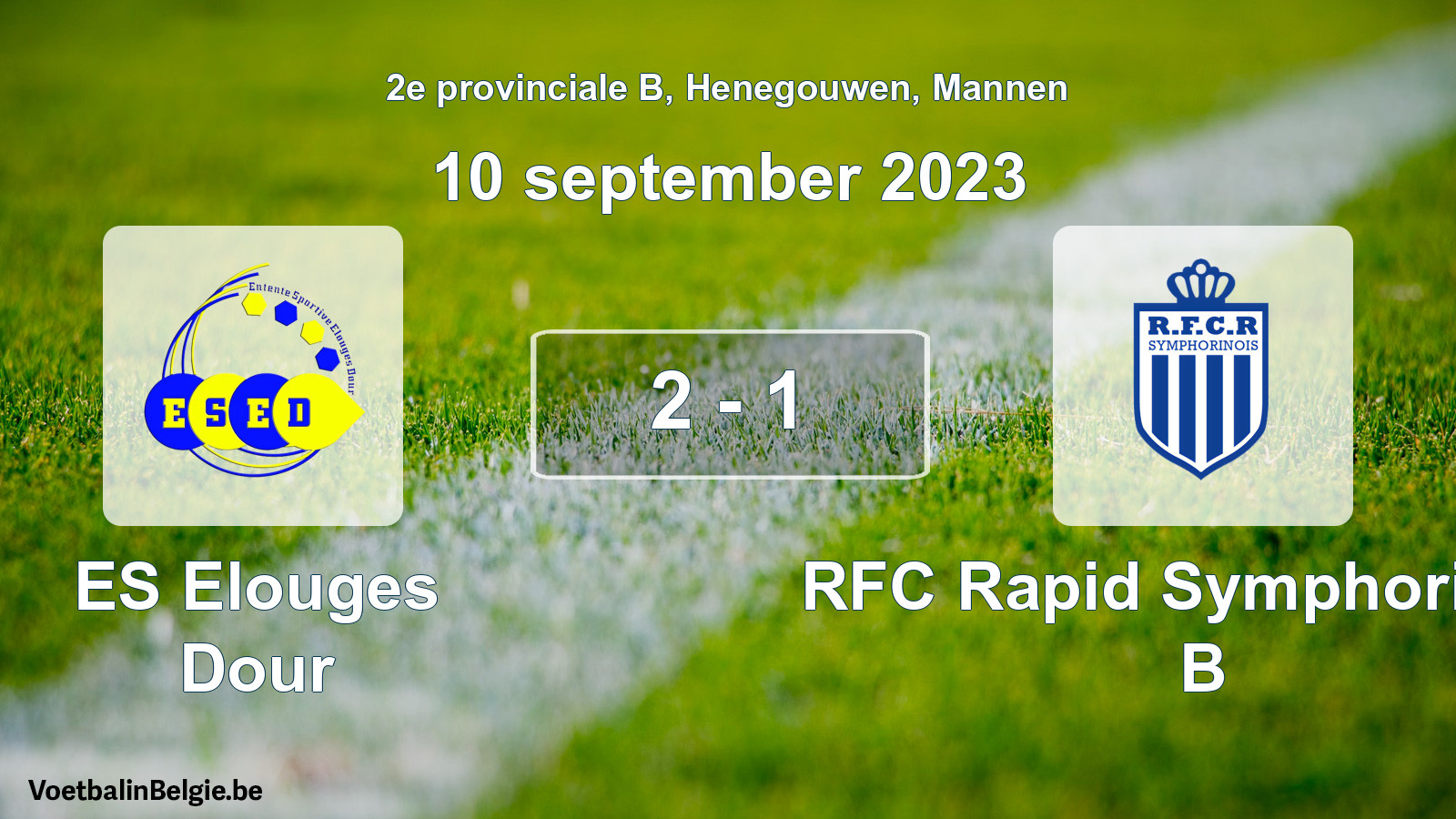 Gespeelde wedstrijd mannenvoetbal: ES Elouges Dour - RFC Rapid Symphorinois B 2 - 1 (10 september 2023)