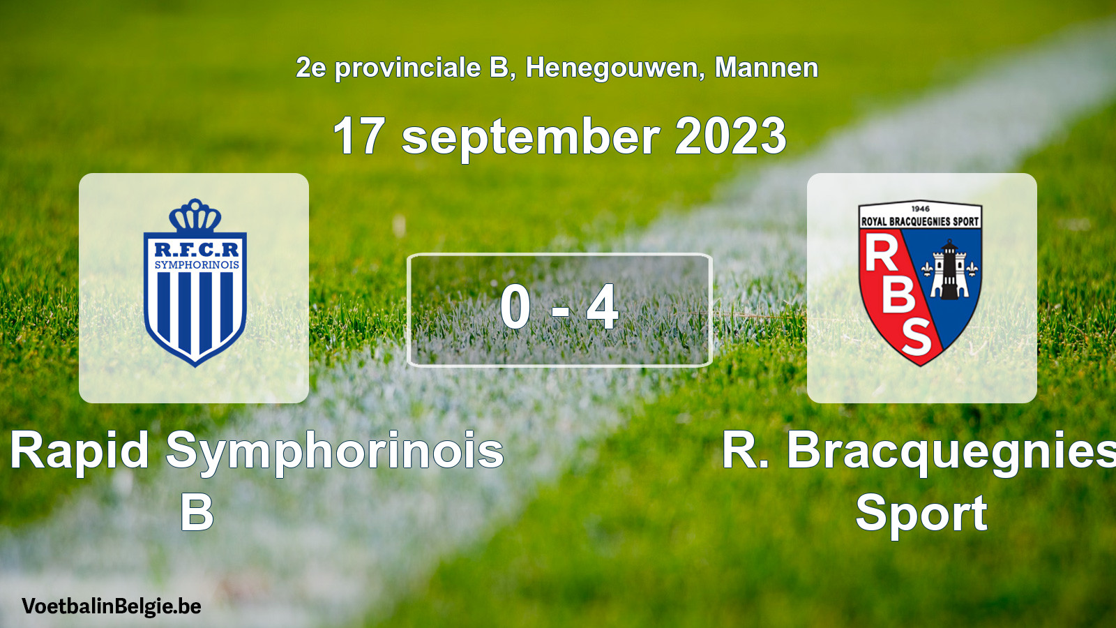 Gespeelde wedstrijd mannenvoetbal: RFC Rapid Symphorinois B - R. Bracquegnies Sport 0 - 4 (17 september 2023)