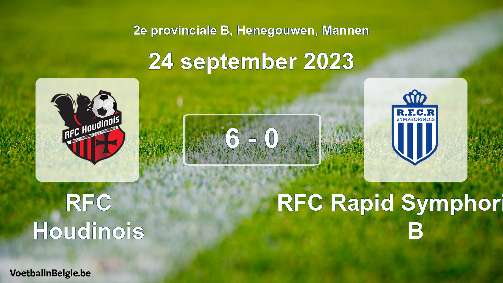 Gespeelde wedstrijd mannenvoetbal: RFC Houdinois - RFC Rapid Symphorinois B 6 - 0 (24 september 2023)