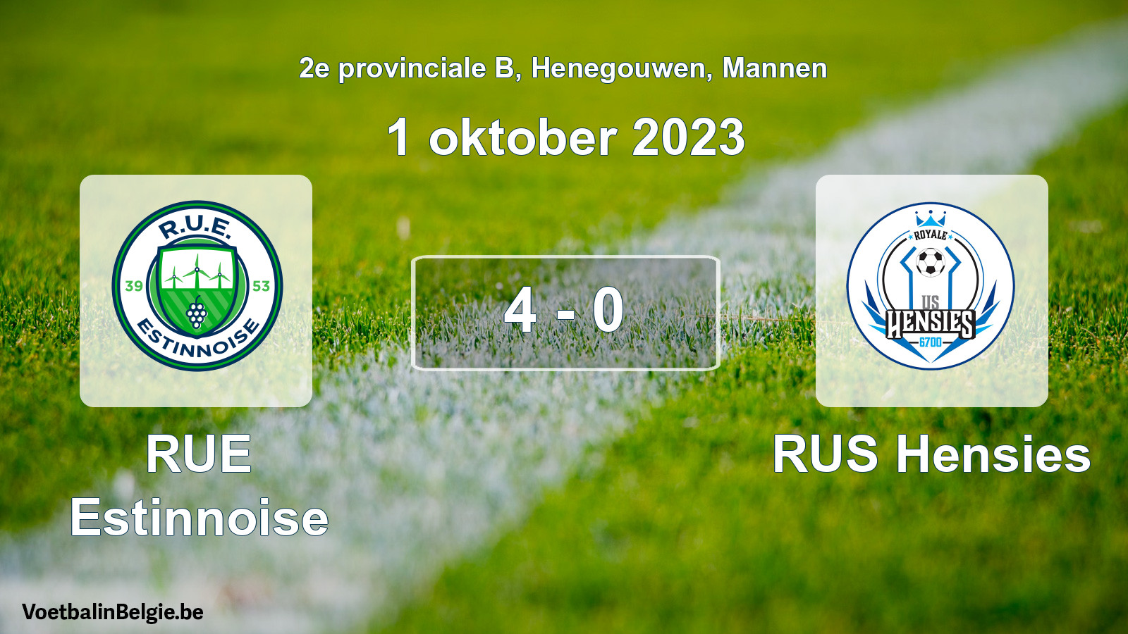 Gespeelde wedstrijd mannenvoetbal: RUE Estinnoise - RUS Hensies 4 - 0 (1 oktober 2023)