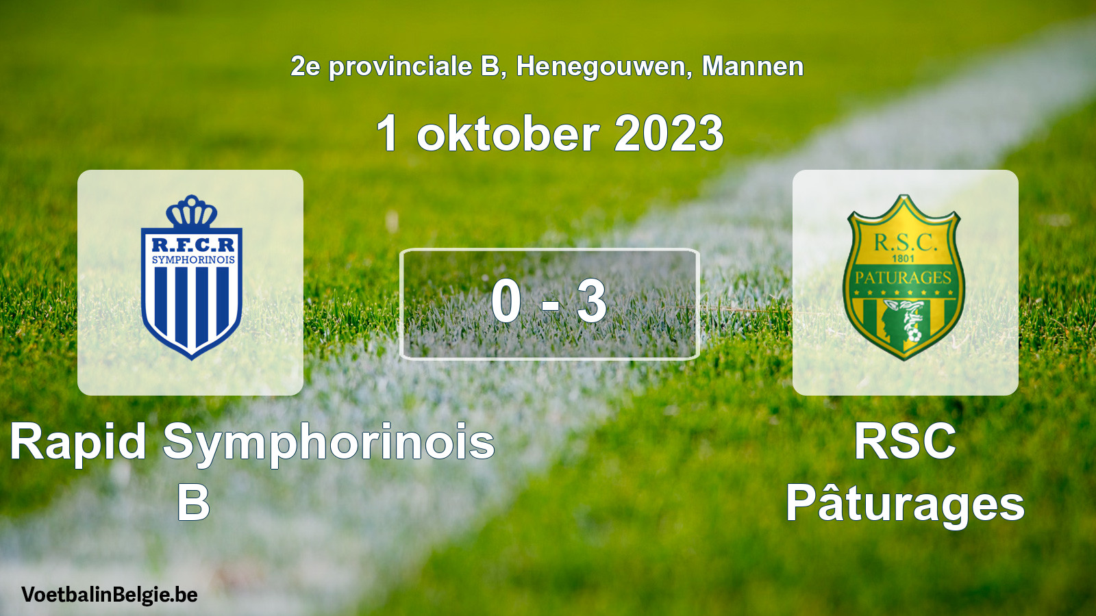 Played match men football: RFC Rapid Symphorinois B - RSC Pâturages 0 - 3 (1 October 2023)