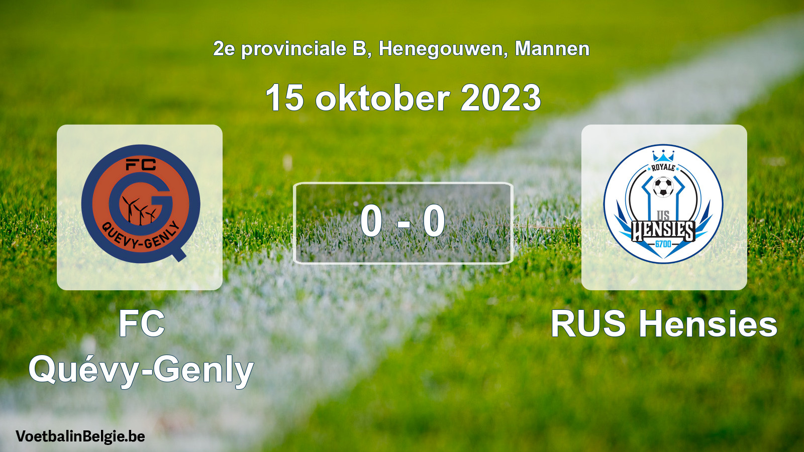 Gespeelde wedstrijd mannenvoetbal: FC Quévy-Genly - RUS Hensies 0 - 0 (15 oktober 2023)