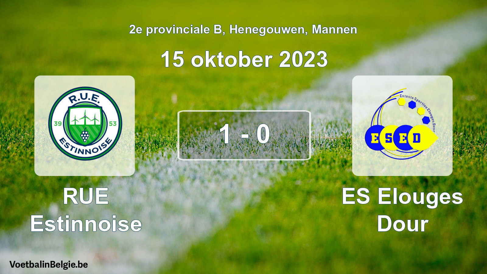 Gespeelde wedstrijd mannenvoetbal: RUE Estinnoise - ES Elouges Dour 1 - 0 (15 oktober 2023)