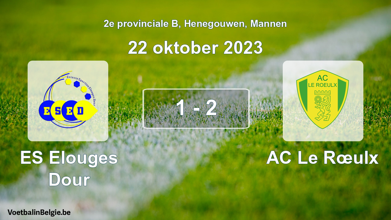Gespeelde wedstrijd mannenvoetbal: ES Elouges Dour - AC Le Rœulx 1 - 2 (22 oktober 2023)
