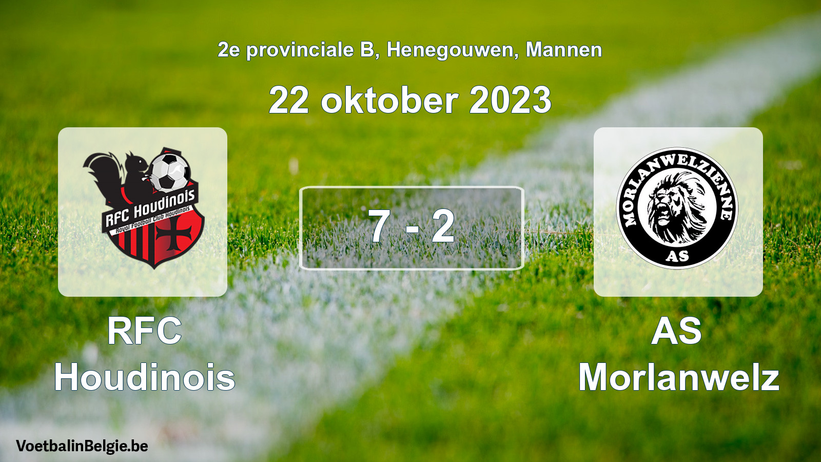Gespeelde wedstrijd mannenvoetbal: RFC Houdinois - AS Morlanwelz 7 - 2 (22 oktober 2023)
