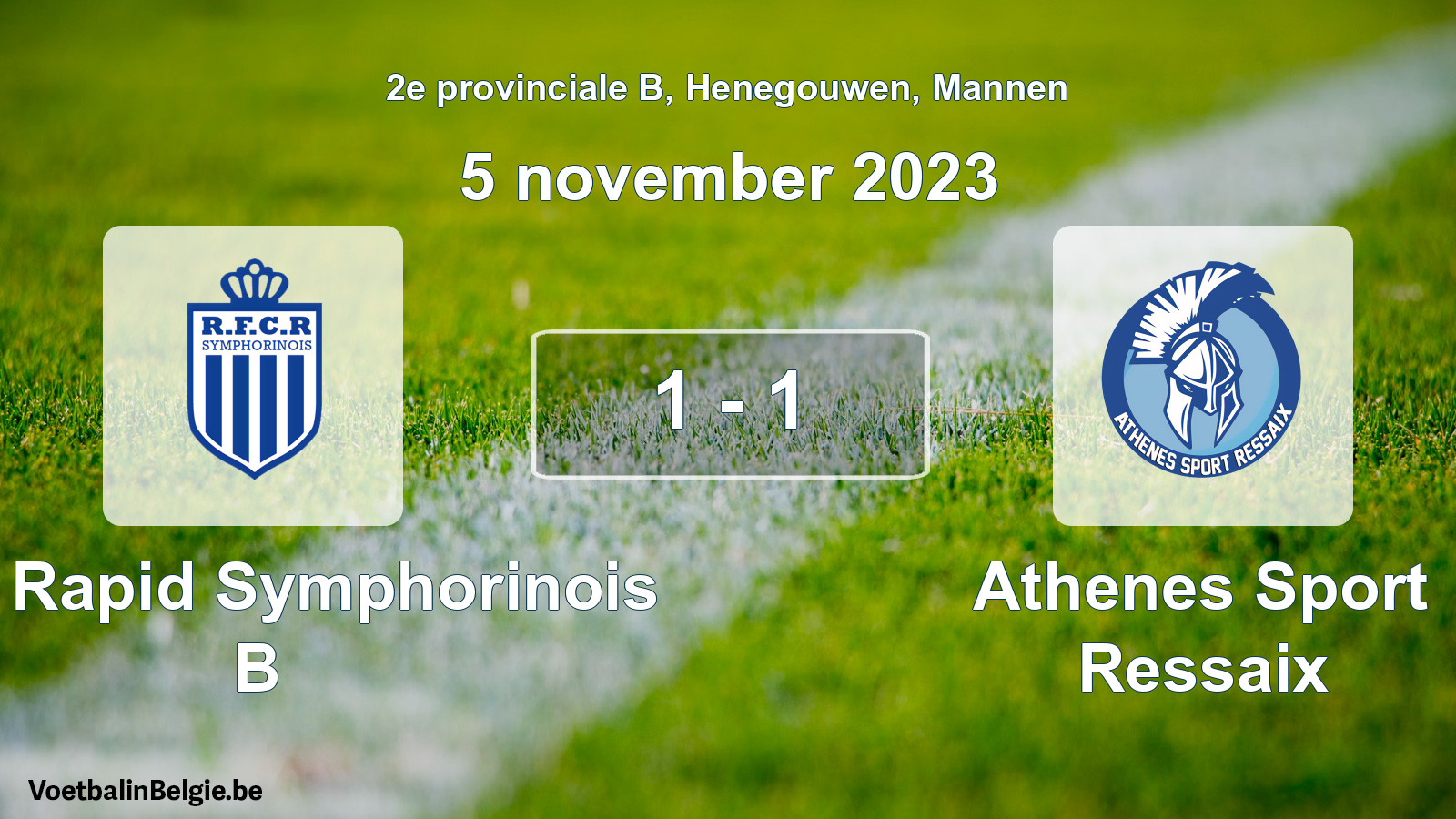 Gespeelde wedstrijd mannenvoetbal: RFC Rapid Symphorinois B - Athenes Sport Ressaix 1 - 1 (5 november 2023)