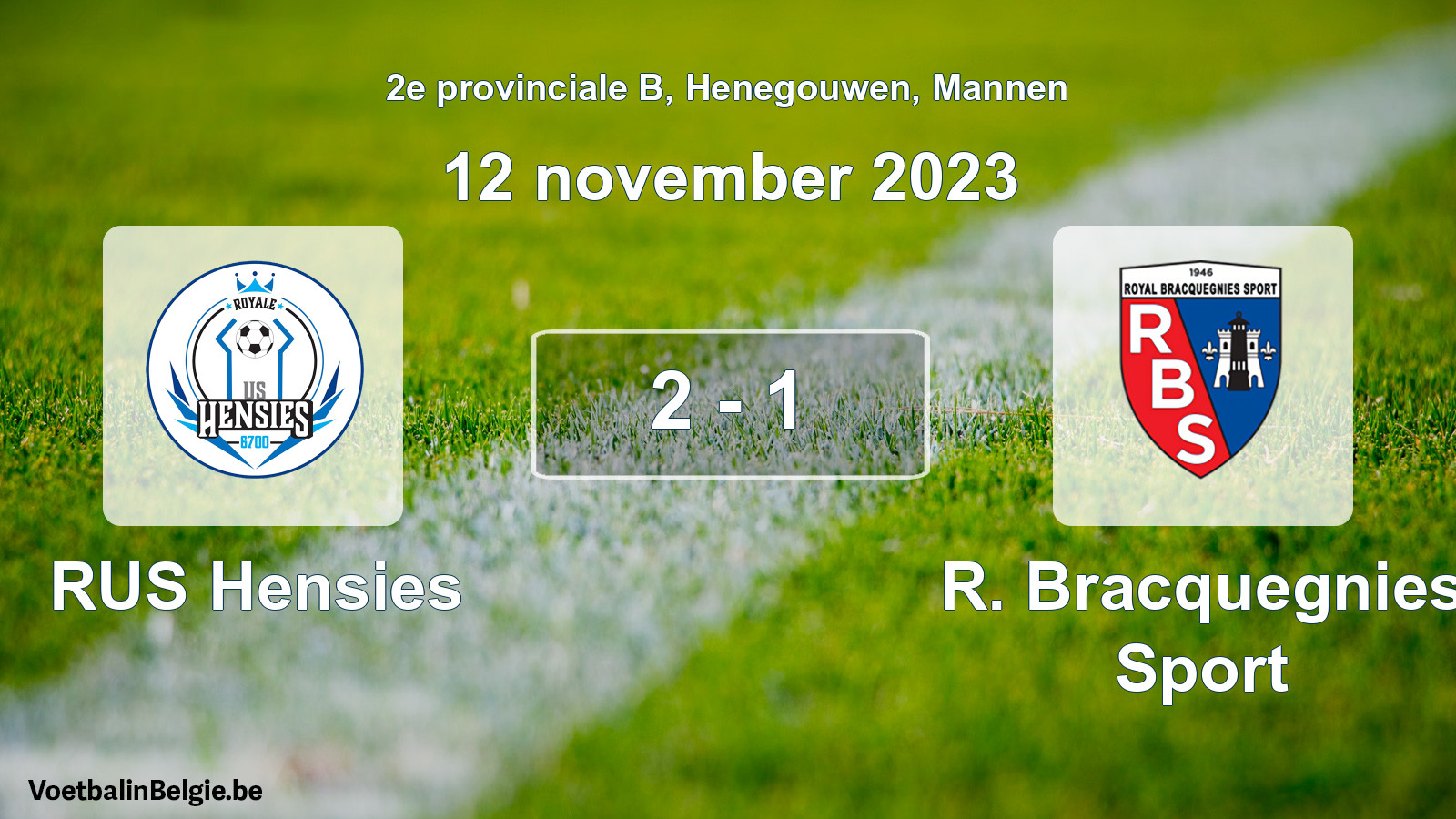 Gespeelde wedstrijd mannenvoetbal: RUS Hensies - R. Bracquegnies Sport 2 - 1 (12 november 2023)