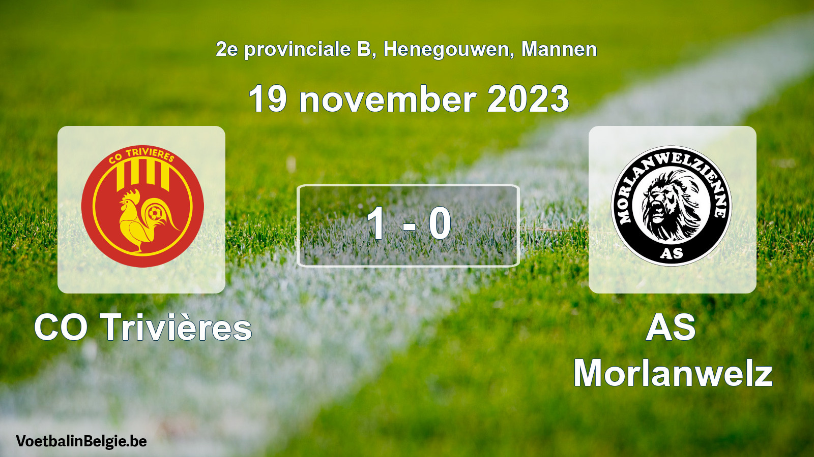 Gespeelde wedstrijd mannenvoetbal: CO Trivières - AS Morlanwelz 1 - 0 (19 november 2023)