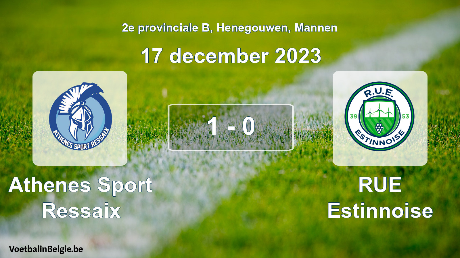 Gespeelde wedstrijd mannenvoetbal: Athenes Sport Ressaix - RUE Estinnoise 1 - 0 (17 december 2023)