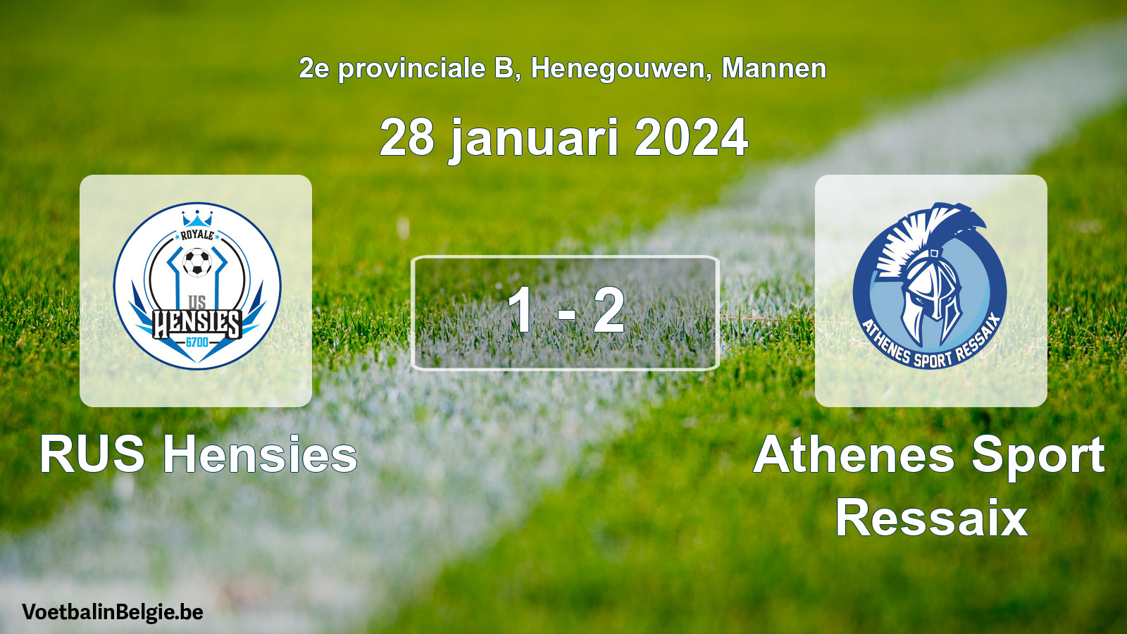 Gespeelde wedstrijd mannenvoetbal: RUS Hensies - Athenes Sport Ressaix 1 - 2 (28 januari 2024)