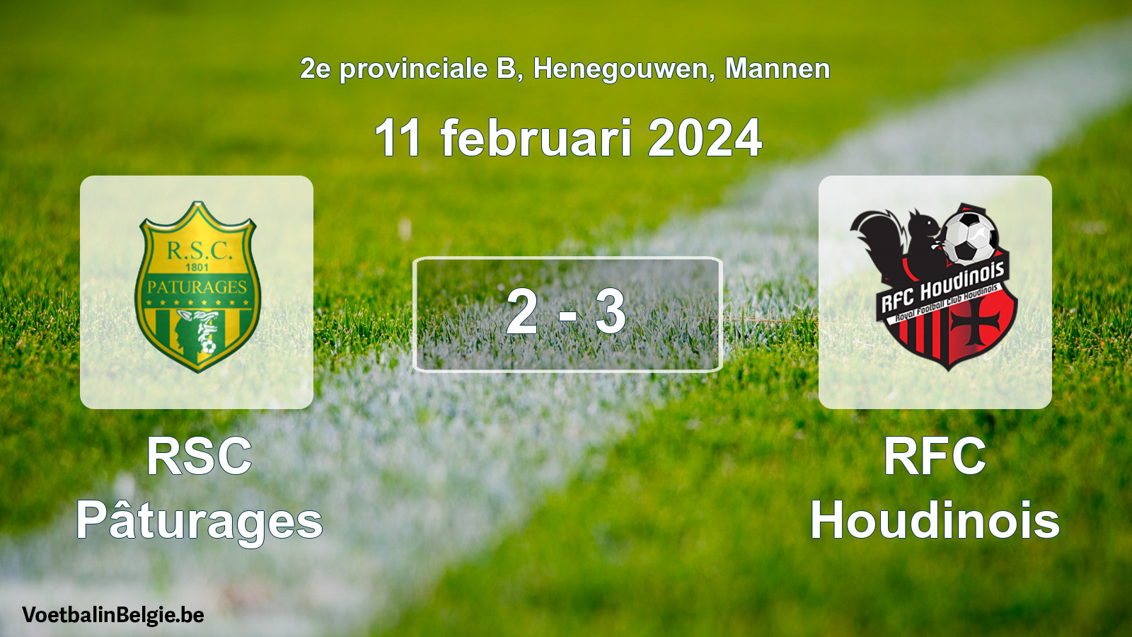 Gespeelde wedstrijd mannenvoetbal: RSC Pâturages - RFC Houdinois 2 - 3 (11 februari 2024)