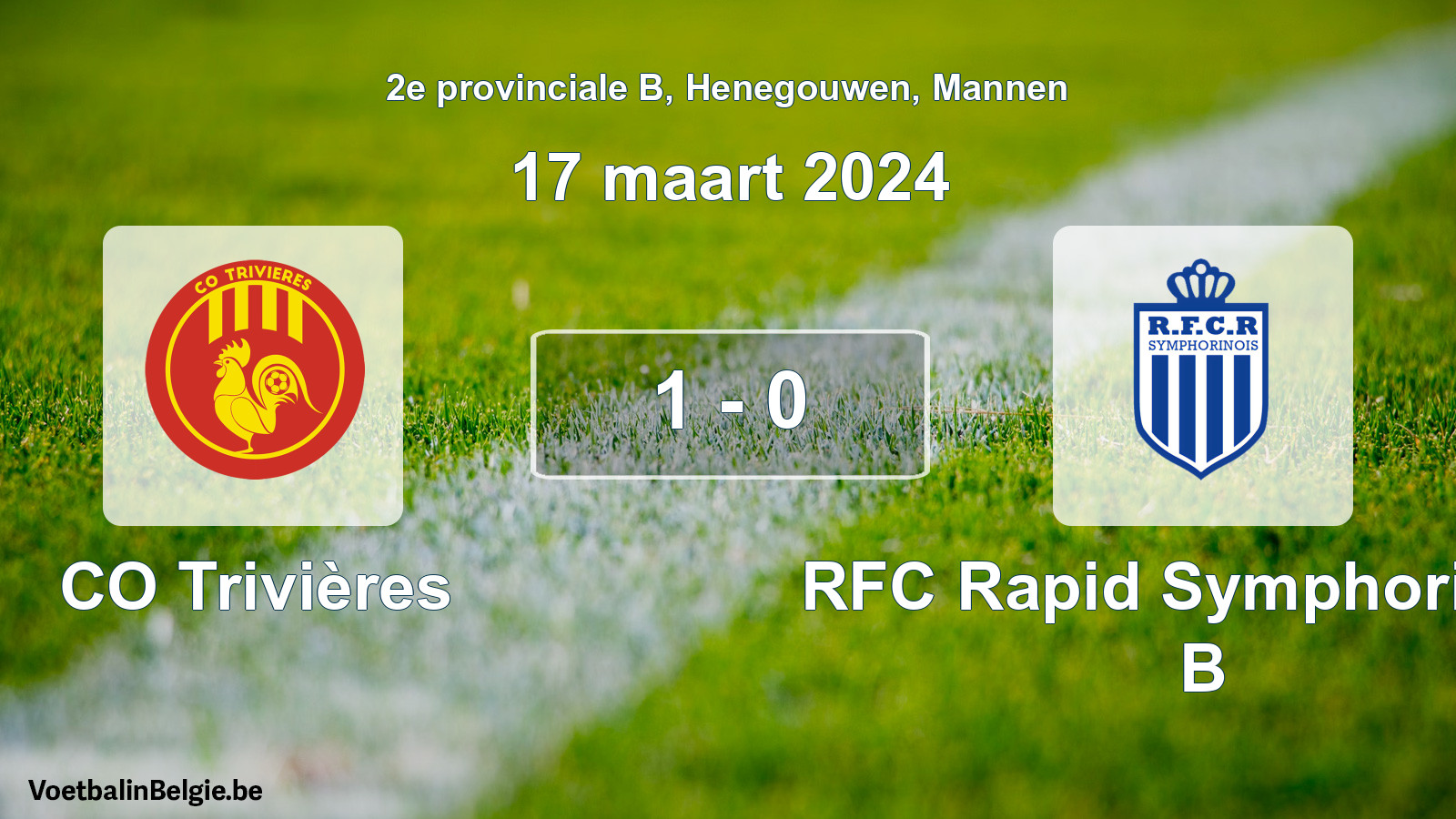 Gespeelde wedstrijd mannenvoetbal: CO Trivières - RFC Rapid Symphorinois B 1 - 0 (17 maart 2024)