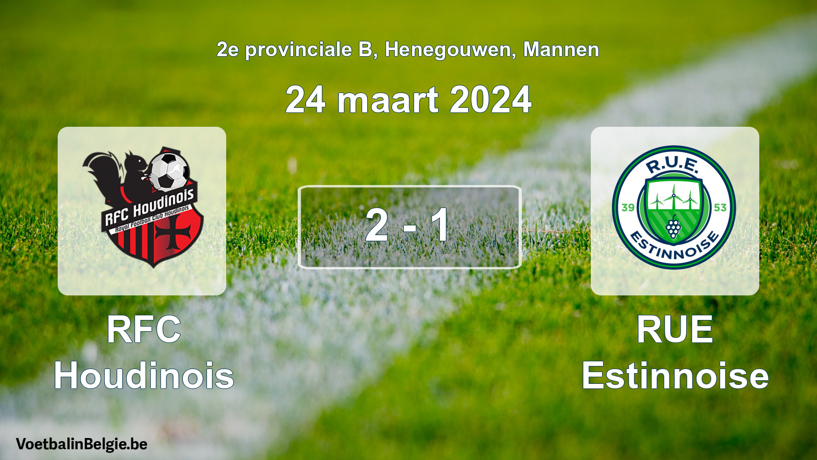 Gespeelde wedstrijd mannenvoetbal: RFC Houdinois - RUE Estinnoise 2 - 1 (24 maart 2024)