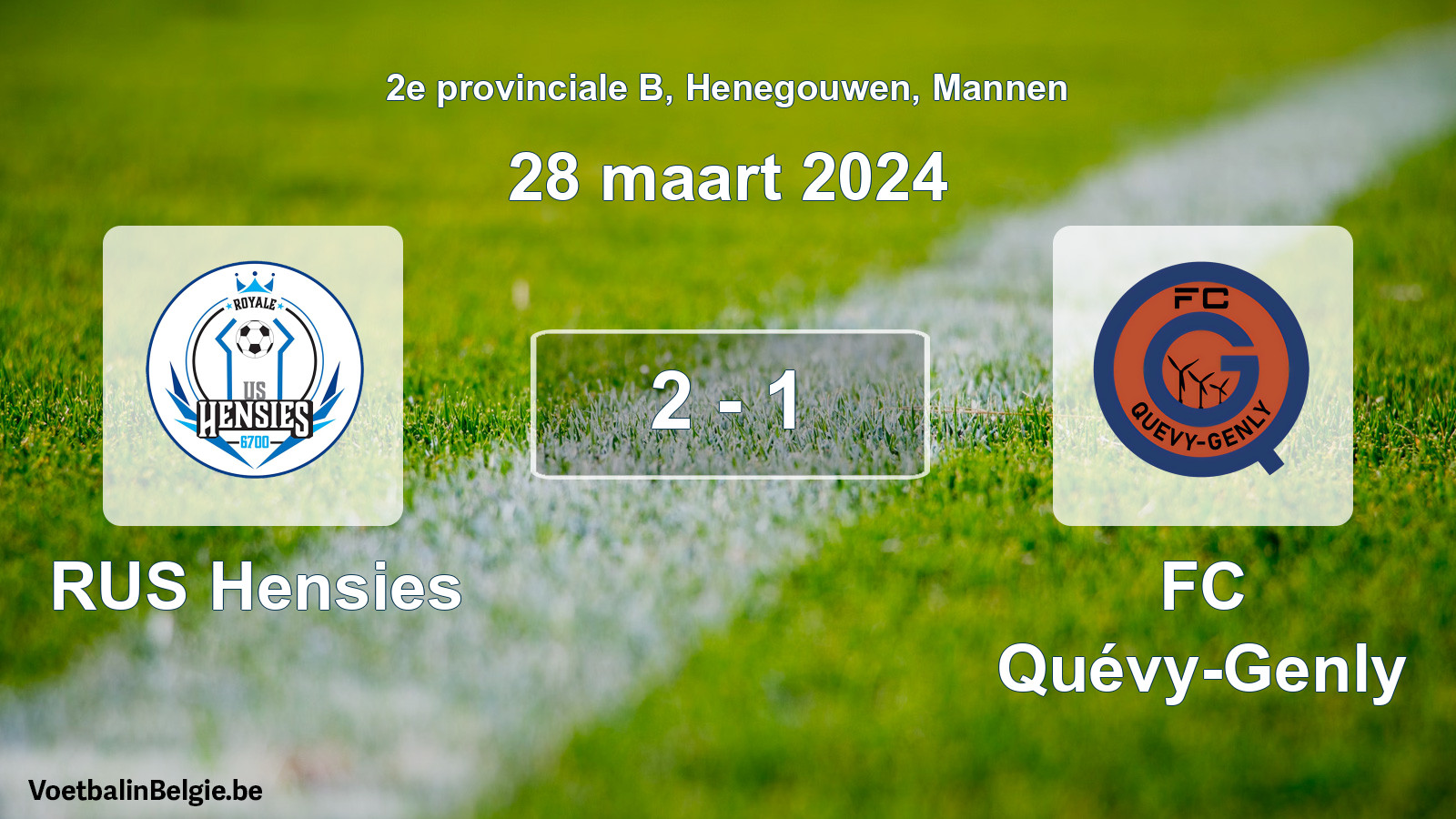Gespeelde wedstrijd mannenvoetbal: RUS Hensies - FC Quévy-Genly 2 - 1 (28 maart 2024)
