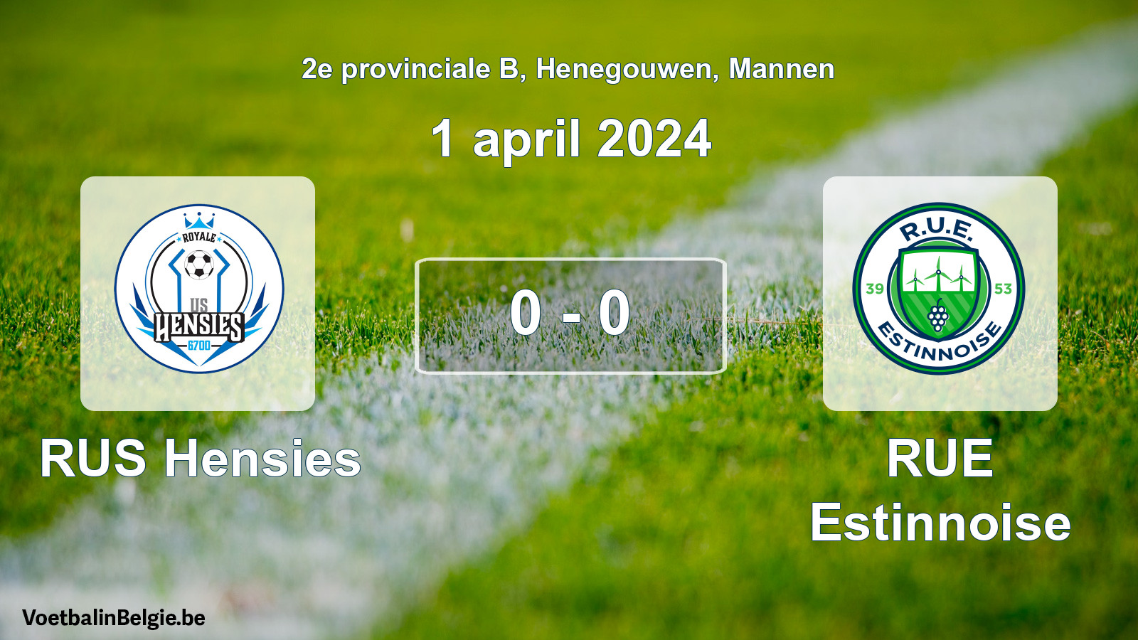 Gespeelde wedstrijd mannenvoetbal: RUS Hensies - RUE Estinnoise 0 - 0 (1 april 2024)