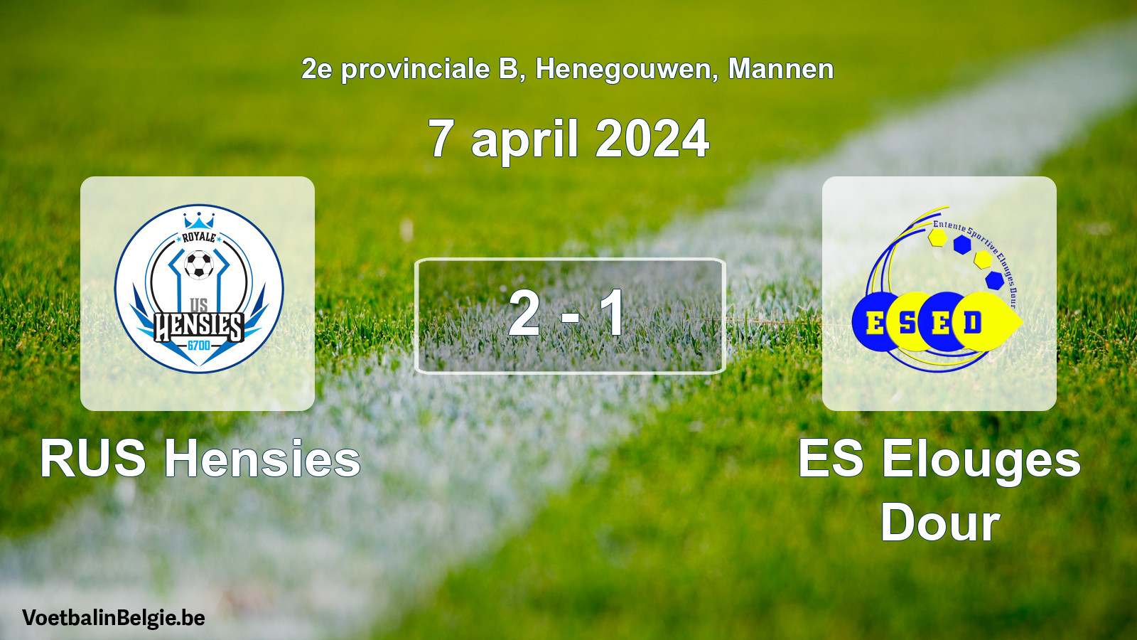 Gespeelde wedstrijd mannenvoetbal: RUS Hensies - ES Elouges Dour 2 - 1 (7 april 2024)