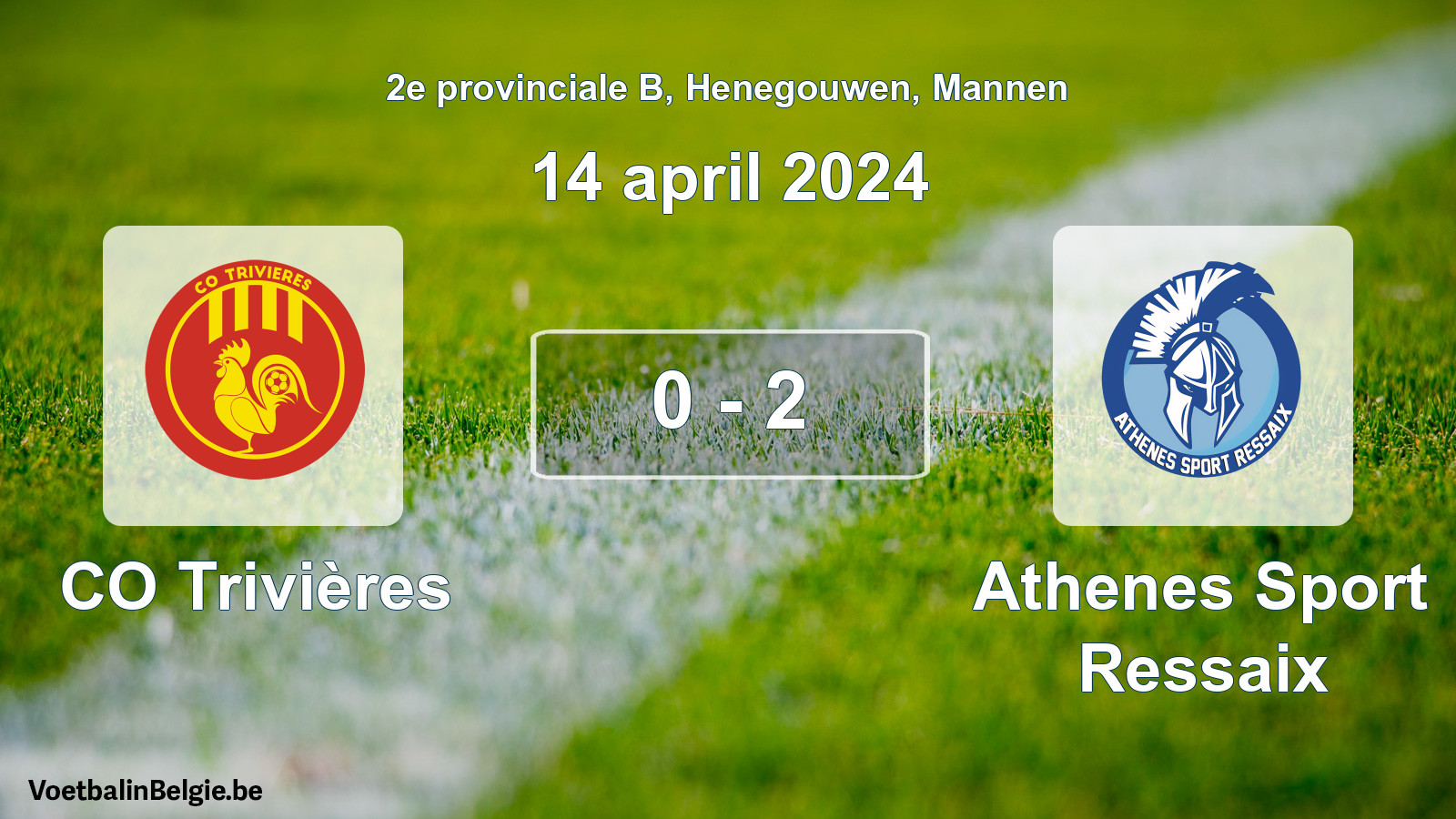 Gespeelde wedstrijd mannenvoetbal: CO Trivières - Athenes Sport Ressaix 0 - 2 (14 april 2024)