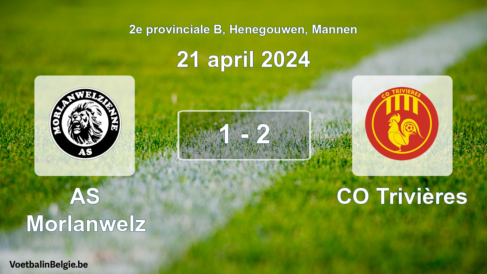 Gespeelde wedstrijd mannenvoetbal: AS Morlanwelz - CO Trivières 1 - 2 (21 april 2024)