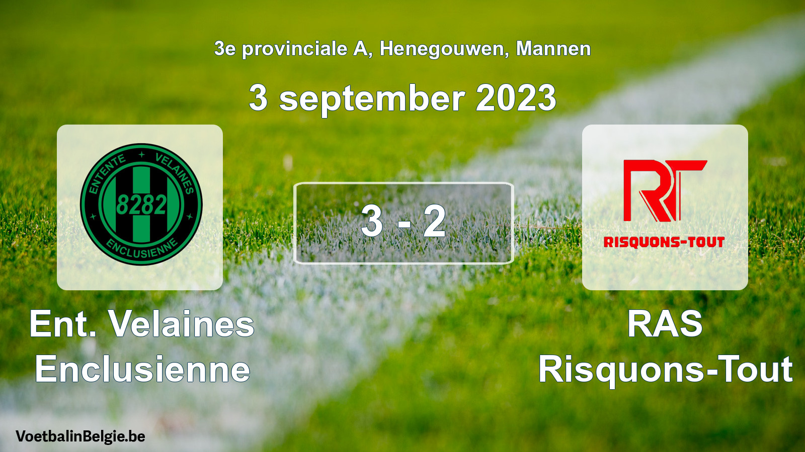 Gespeelde wedstrijd mannenvoetbal: Ent. Velaines Enclusienne - RAS Risquons-Tout 3 - 2 (3 september 2023)