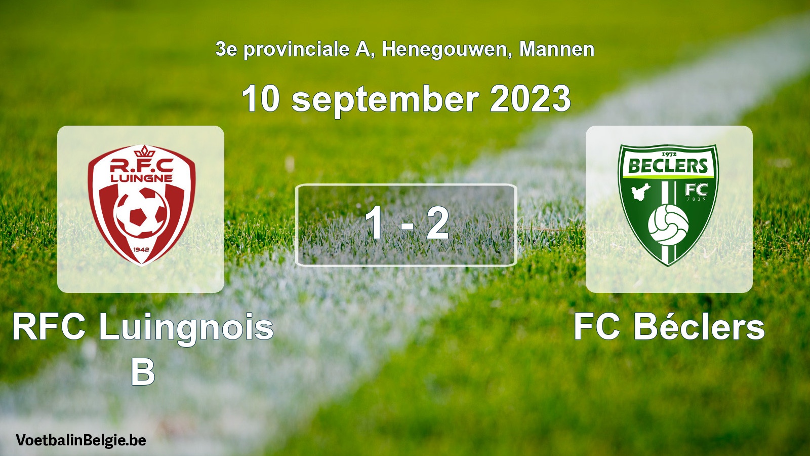 Gespeelde wedstrijd mannenvoetbal: RFC Luingnois B - FC Béclers 1 - 2 (10 september 2023)